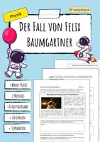 Vorschau - Arbeitsblätter - Fall mit Luftwiderstand/Luftreibung - Felix Baumgartner - Deckblatt