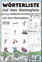 Vorschau - Arbeitsblätter - Wörterliste "Auf dem Skaterplatz" Im Park - mit Wörtertabelle - Sommer - DaZ / DaF / Deutsch - Deckblatt