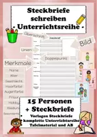 Vorschau - Unterrichtsreihen - Steckbrief schreiben Personenbeschreibung komplette Unterrichtsreihe Klasse 2 3 - Deckblatt