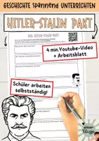 Vorschau - Arbeitsblätter - Youtubevideo: Hitler-Stalin-Pakt Arbeitsblatt / Nationalsozialismus / Zweiter Weltkrieg - Deckblatt