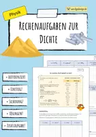 Vorschau - Arbeitsblätter - Rechenaufgaben zur DICHTE! (+ Lösungen) - Deckblatt