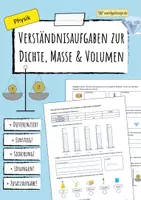 Vorschau - Arbeitsblätter - Verständnisaufgaben zur DICHTE, MASSE & VOLUMEN - Deckblatt