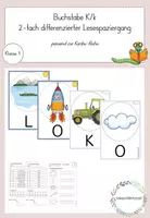 Vorschau - Arbeitsblätter - Lesespaziergang zum Buchstaben K/k - Deckblatt