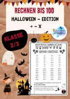 Vorschau - Arbeitsblätter - Halloween Grusel-Rechnen bis 100 (plus, minus, mal) / Zusatz - Deckblatt