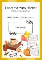 Vorschau - Arbeitsblätter - Lesetext (Lesetandem) "Der Herbst" - mit Fragen zum Text - Deckblatt
