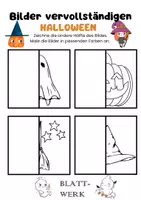 Vorschau - Arbeitsblätter - Bilder vervollständigen: Halloween/ Kunst/ Herbst - Seite 1