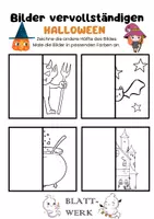 Vorschau - Arbeitsblätter - Bilder vervollständigen: Halloween/ Kunst/ Herbst - Seite 3