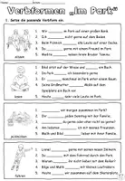 Vorschau - Arbeitsblätter - Übung Verbformen "Im Park" Lückentexte / Grammatik - DaZ / DaF / Deutsch / - Seite 3