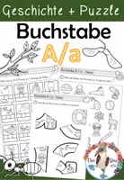 Vorschau - Unterrichtsreihen - Buchstabe A / a- Einführung inklusive Geschichte und Puzzle - Buchstabeneinführung Arbeitsblätter - Deckblatt