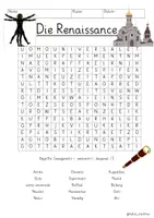 Vorschau - Arbeitsblätter - Renaissance Suchsel Buchstabengitter Geschichte - Deckblatt