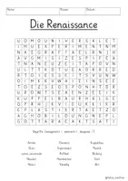 Vorschau - Arbeitsblätter - Renaissance Suchsel Buchstabengitter Geschichte - Seite 1