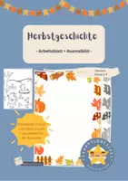 Vorschau - Arbeitsblätter - Herbstgeschichte Arbeitsblatt + Ausmalbild - Deckblatt