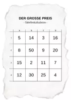 Vorschau - Spiele - Excel Funktionen - Der große Preis - Tabellenkalkulation - Deckblatt