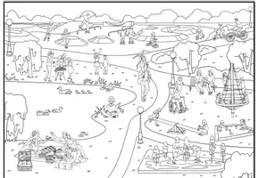 Vorschau - Arbeitsblätter - Wimmelbild / Ausmalbild "Im Park" DaZ / DaF / Deutsch - Seite 2