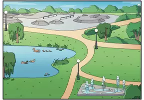 Vorschau - Arbeitsblätter - Wimmelbild / Ausmalbild "Im Park" DaZ / DaF / Deutsch - Seite 3