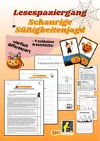 Vorschau - Arbeitsblätter - Lesespaziergang - Schaurige Süßigkeitenjagd - Deckblatt