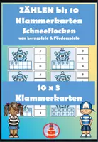 Vorschau - Spiele - Zählen bis 10 und simultane Mengenerfassung - Klammerkarten Schneeflocken - Deckblatt