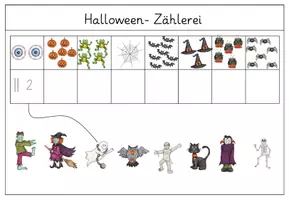 Vorschau - Arbeitsblätter - Halloweenrätsel - 1. Klasse - Zählen - Miniescaperoom - Seite 3