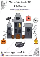 Aperçu - Feuilles d'exercices - Mon cahier d'activités d'Halloween 2023 - offert avec logo et filigrane - Page de couverture