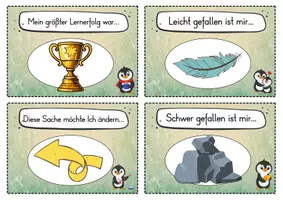 Vorschau - Fördermaterial/Inklusion - 20 Pinguin Reflexionskarten für die Pinguinklasse - Gesprächsanlass - Seite 1