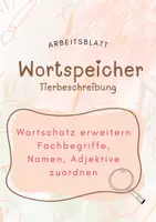 Vorschau - Arbeitsblätter - Arbeitsblatt Wortspeicher für eine Tierbeschreibung - Deckblatt
