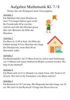 Vorschau - Arbeitsblätter - Mathematik Aufgaben Satz des Pythagoras Sach-/Textaufgaben - Seite 1
