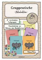 Vorschau - Bildkarten - Tischgruppen Gruppentische Schilder Farben Elefantenklasse - Deckblatt
