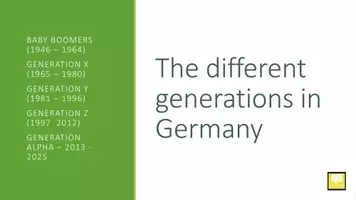 Vorschau - Arbeitsblätter - EF - Different Generations in Germany (Babyboomer - Gen X - Gen Z - Millenials) Speaking & Reading - Deckblatt