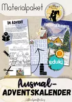 Vorschau - Mal- und Bastelvorlagen - Adventskalender zum Ausmalen, 24 Ausmalbilder mit Wichtelgeschichte - Deckblatt