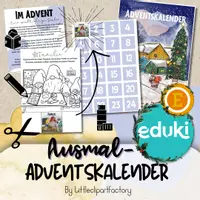 Vorschau - Mal- und Bastelvorlagen - Adventskalender zum Ausmalen, 24 Ausmalbilder mit Wichtelgeschichte - Seite 1