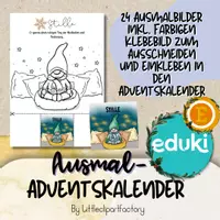 Vorschau - Mal- und Bastelvorlagen - Adventskalender zum Ausmalen, 24 Ausmalbilder mit Wichtelgeschichte - Seite 2