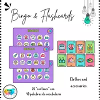 Vista previa - Juegos / Gamificación - Bingo y mini-flashcards de la temática "Clothes" - Portada