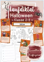 Vorschau - Arbeitsblätter - "Halloween" Laufdiktat / Schleichdiktat / Lesespaziergang - Klasse 2-3 - inkl. Wimmelbild - Deckblatt