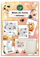 Vorschau - Arbeitsblätter - Briefe mit Klecks Halloween, Leseverständnis und Rechtschreibübung - Deckblatt