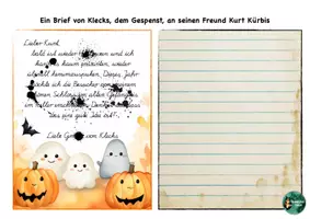 Vorschau - Arbeitsblätter - Briefe mit Klecks Halloween, Leseverständnis und Rechtschreibübung - Seite 2