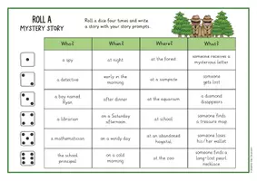 Vorschau - Arbeitsblätter - Roll a mystery story - kreatives Schreiben (Englisch) - Seite 1