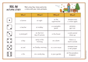Vorschau - Spiele - Roll an autumn Story: creative writing activity; 2fach differenziert (Englisch) - Seite 1