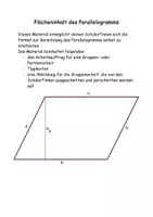 Vorschau - Arbeitsblätter - Herleitung Flächeninhaltsformel Parallelogramm - Deckblatt