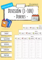 Vista previa - Hojas de trabajo - División (1-100) - Deberes - Portada