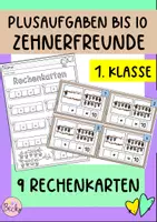 Vorschau - Arbeitsblätter - 5 Rechenkarten (Zehnerfreunde bis 10) - Deckblatt