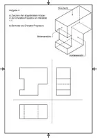 Vorschau - Arbeitsblätter - Technisches Zeichnen: Aufgabe: Isometrische Ansicht in Dreitafel-Projektion und Bemaßung (inkl. Lösung) - Seite 3