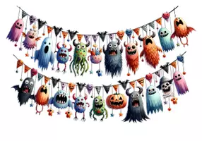 Vorschau - Arbeitsblätter - Monster Halloween Girlande Nr.8, transparente PNG Datei für Arbeitsblätter, Whiteboards und Goodnotes o.ä. - Deckblatt