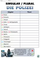 Vorschau - Arbeitsblätter - Singular Plural "Die Polizei" Achtung, Notfall! - Laufdiktat - DaZ / DaF / Deutsch - Seite 1