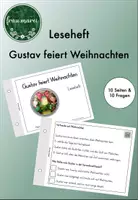 Vorschau - Arbeitsblätter - Leseheft sinnentnehmendes Lesen - Gustav feiert Weihnachten - Klasse 2+3 #weihnachtenbeieduki - Deckblatt