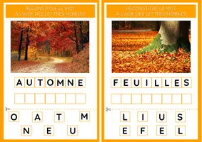 Aperçu - Jeux - Reconstituer un mot avec les lettres mobiles - automne - avec modèle / sans modèle - Page 1