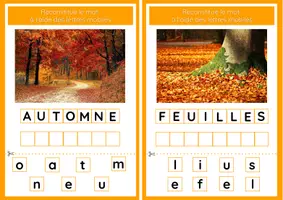 Aperçu - Jeux - Reconstituer un mot avec les lettres mobiles - automne - avec modèle / sans modèle - Page 2