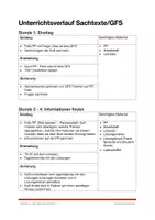 Vorschau - Stundenentwürfe - Unterrichtsverlauf GFS und Sachtexte - Deckblatt