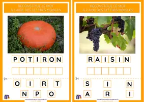 Aperçu - Apprentissages en autonomie - Reconstituer un mot avec les lettres mobiles – automne – avec modèle / sans modèle (OFFERT AVEC LOGO) - Page 3