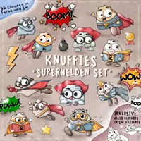 Vorschau - Mal- und Bastelvorlagen - Knuffies „Superhelden“ Cliparts Set - Seite 2