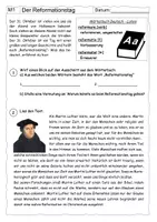 Vorschau - Arbeitsblätter - Martin Luther und die Reformation - Arbeitsblatt - Deckblatt